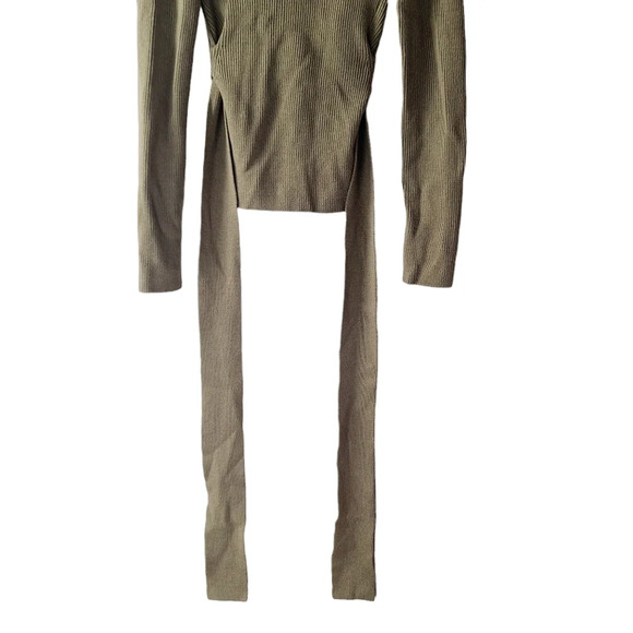 NWT Dion Lee Size XS/2 Warm Khaki Cable Cut-Out Back Tie Turtleneck Sweater - Picture 6 of 16